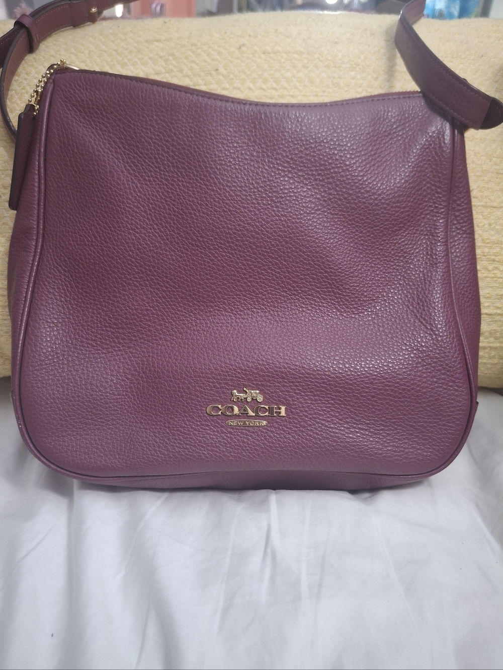 Coach Pebbled Leather Crossbody in Plum Berry